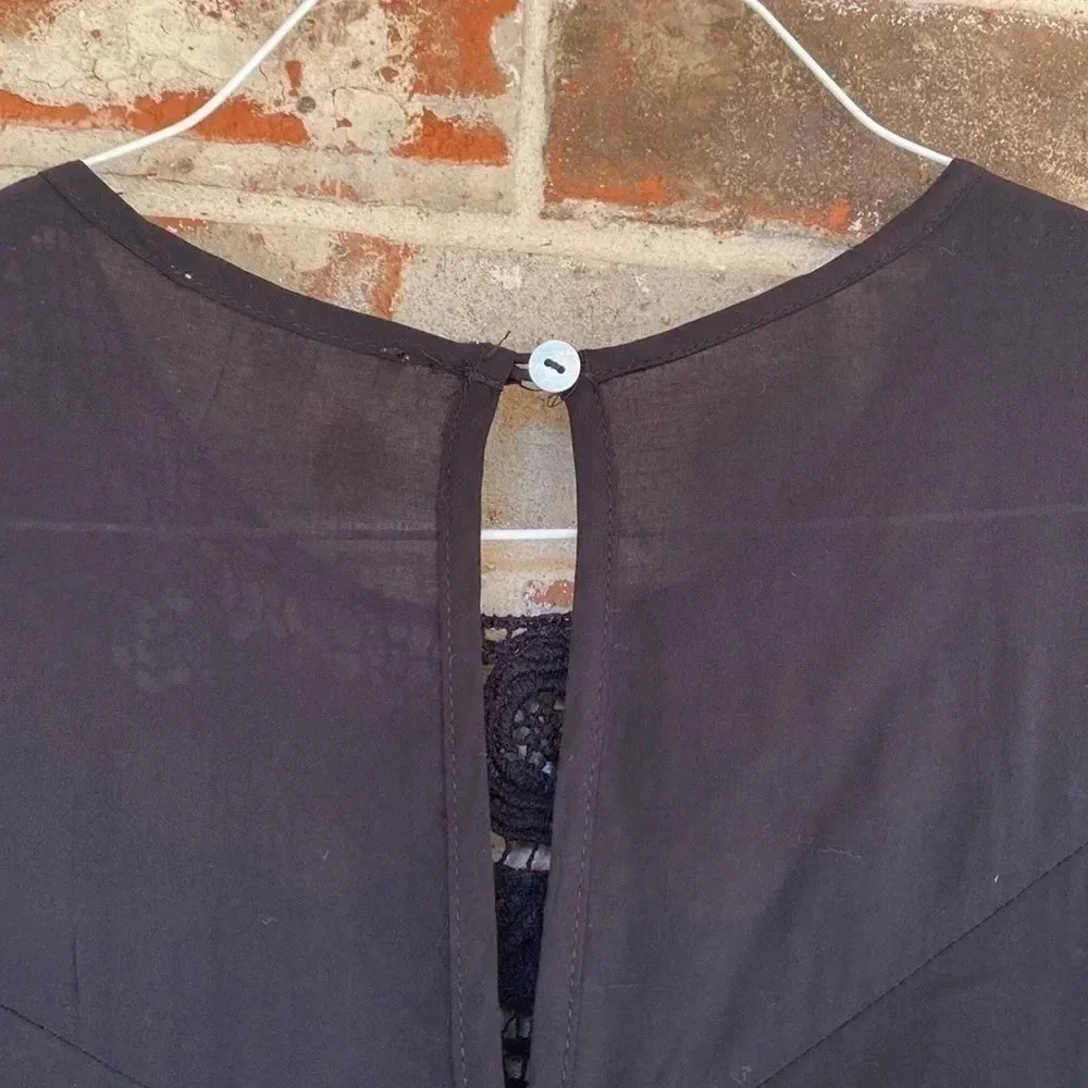 Entro Black Lace Sleeveless‎ Trapeze Swing Boho Dress